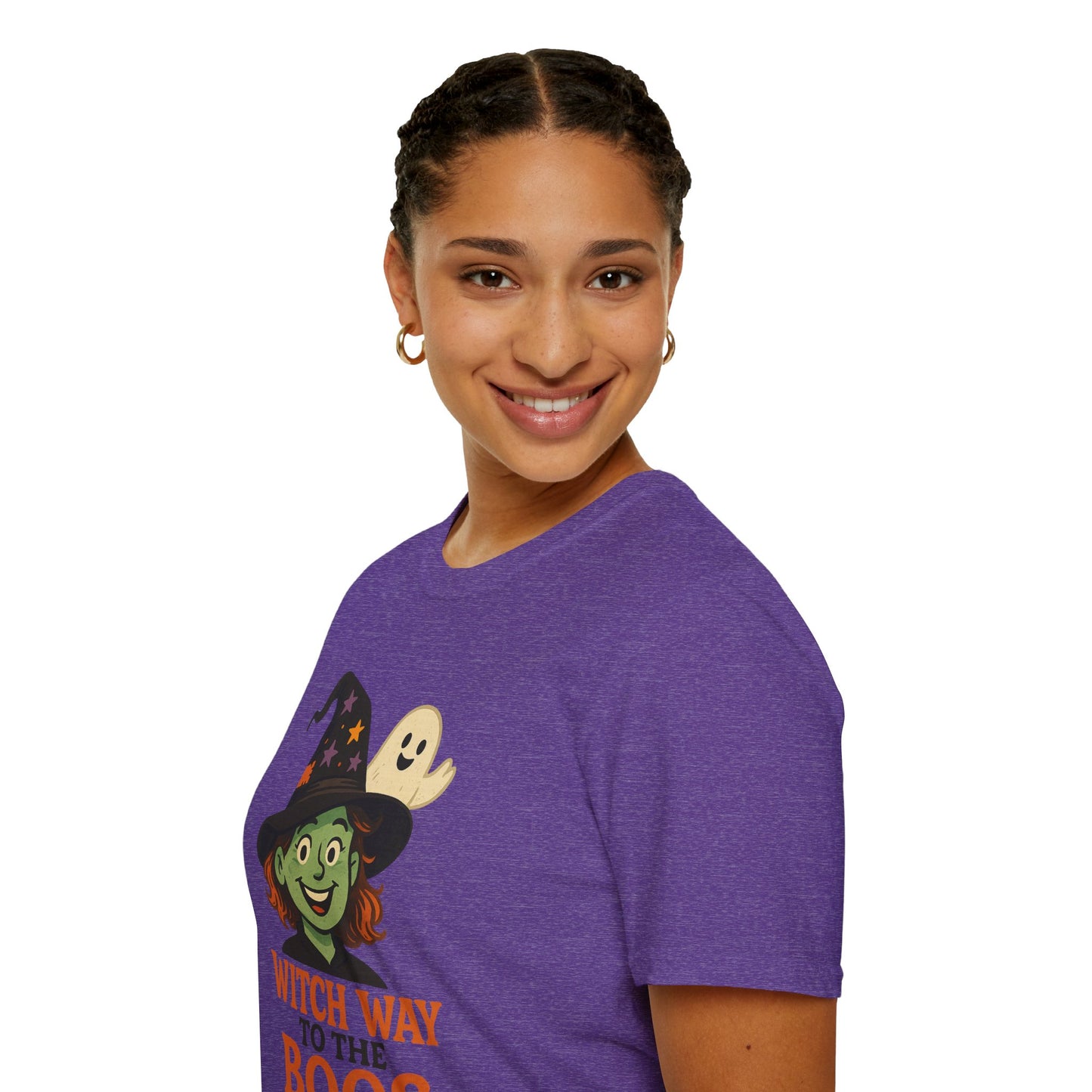 Witch Way to the Boos Halloween Shirt | Cute Witch and Ghost T-Shirt | Spooky Season Graphic Tee | Funny Halloween Costume Top