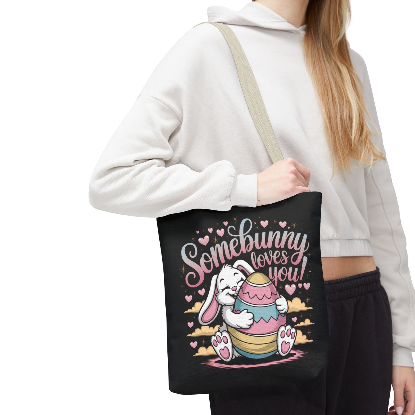 Easter Bunny Tote Bag Somebunny Loves You Easter Bag Bunny