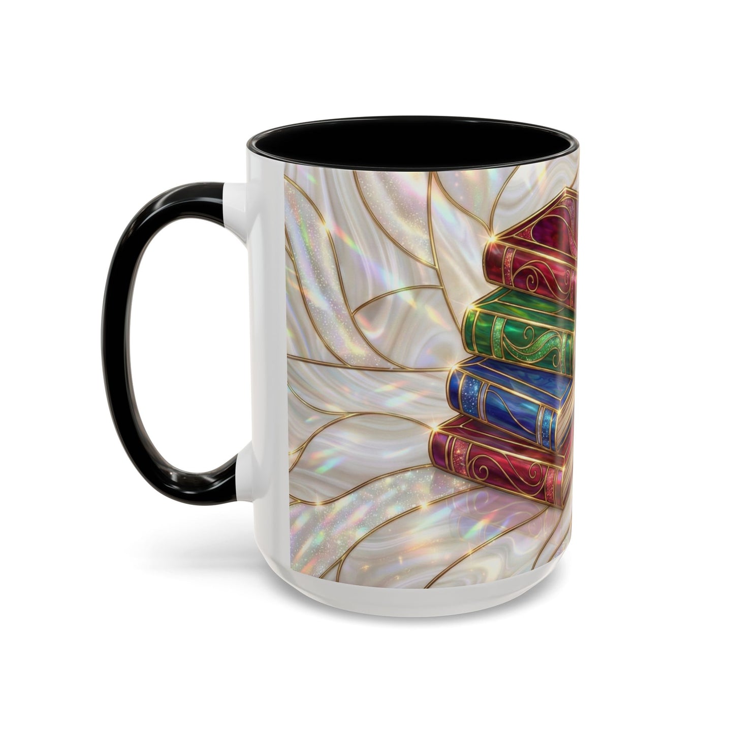 Book Lover Coffee Mug, Stained Glass Books Mug, Reading Gift For Bookworms, Library Aesthetic Mug, Booktok Mug, Ceramic Coffee Cup