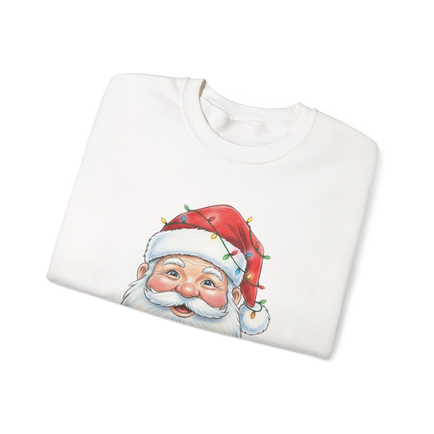 Santa Claus Christmas Sweatshirt, Vintage Santa Crewneck, Holiday Santa Face Sweater, Cute Christmas Lights Santa Shirt, Funny Xmas Sweatshirt