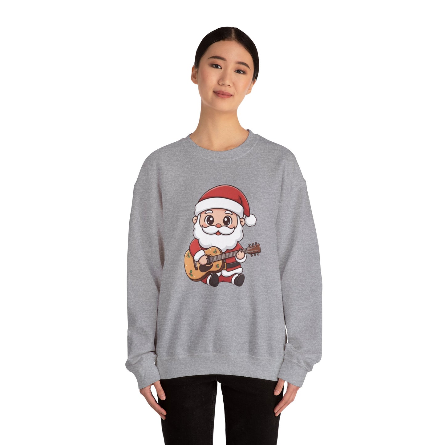 Cute Santa Guitar Sweatshirt | Christmas Music Lover Sweater | Holiday Crewneck | Funny Santa Musician Shirt | Cozy Xmas Gift for Him or Her
