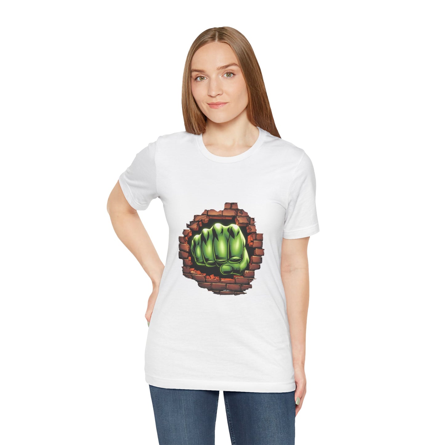 Green Hero Fist Graphic Tee – Superhero Shirt, Comic Pop Art, Gamer Gift, Y2K Dopamine Aesthetic, Funny Nerd Fashion, Unisex T‑shirt