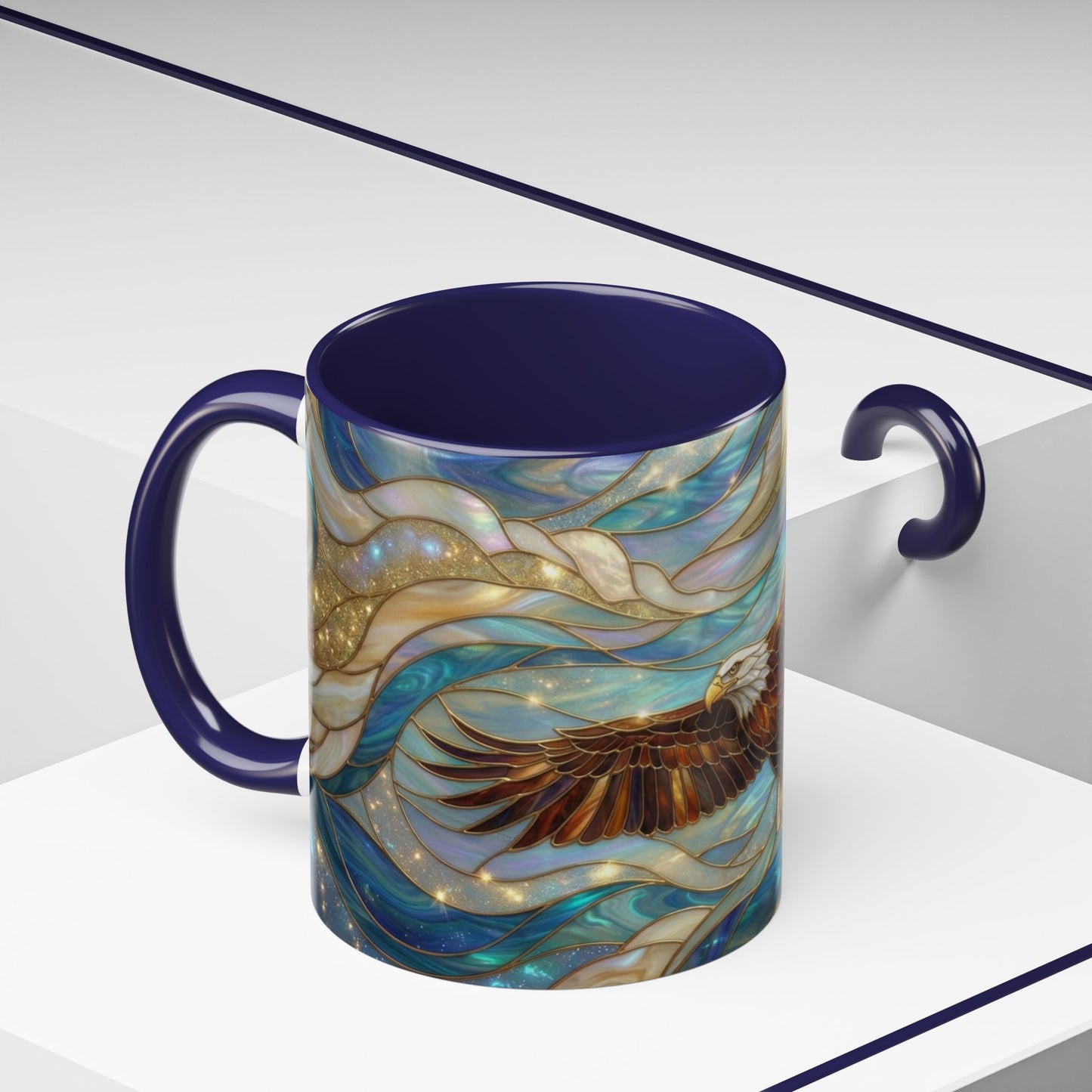 Stained Glass Eagle Mug, Bald Eagle Coffee Mug, Patriotic Eagle Cup, Wildlife Art Mug, Freedom Bird Mug, Nature Art Gift