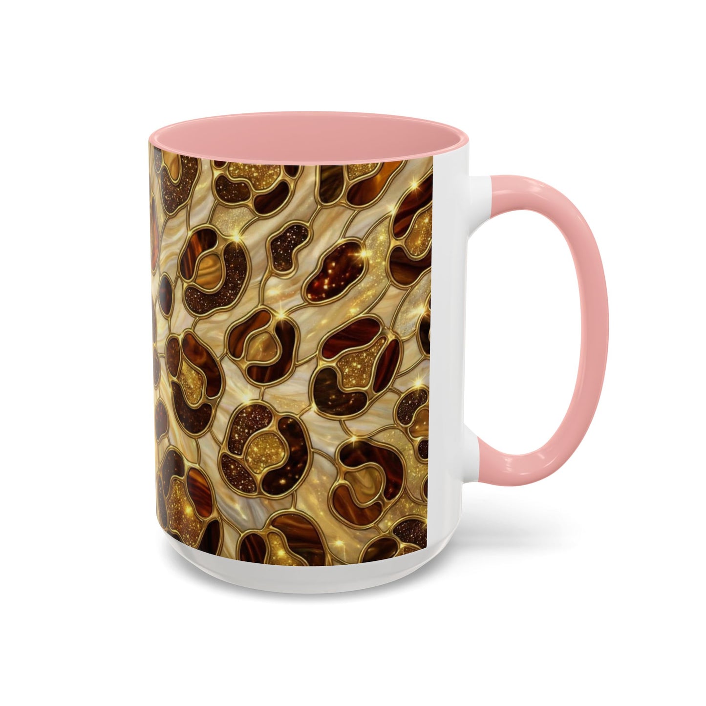 Stained Glass Leopard Print Mug, Gold Cheetah Coffee Cup, Luxury Animal Print Gift, Glam Mosaic Tea Mug, Trendy Desk Decor For Her Gifts