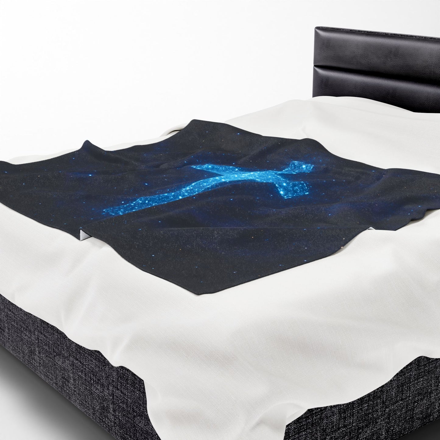 Velveteen Plush Blanket with Bioluminescent Cross Design Christian Decor Inspirational Throw Spiritual Blanket Gift for Believers