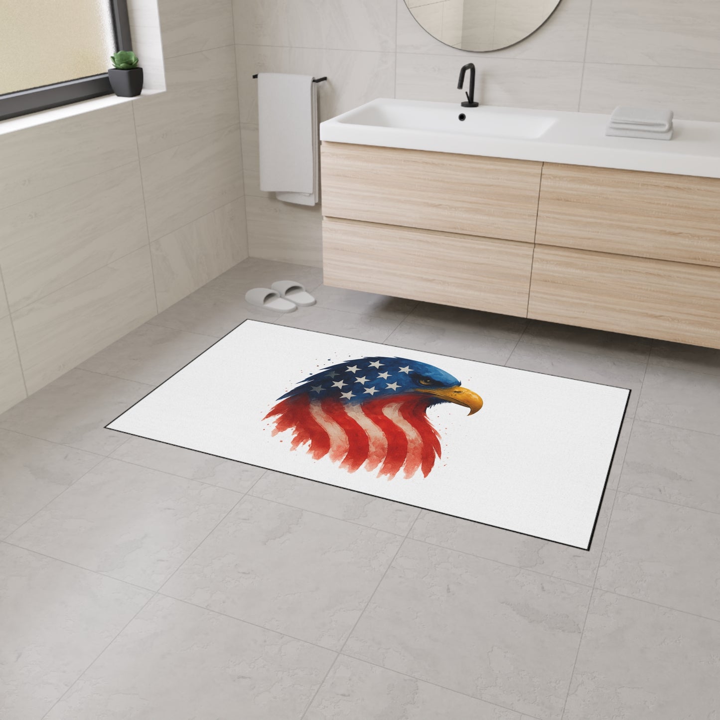 Patriotic Eagle Floor Mat - USA Flag Heavy Duty Entry Rug, Americana Welcome Mat for Porch, 4 July, Veteran Gift, Indoor Outdoor US Decor
