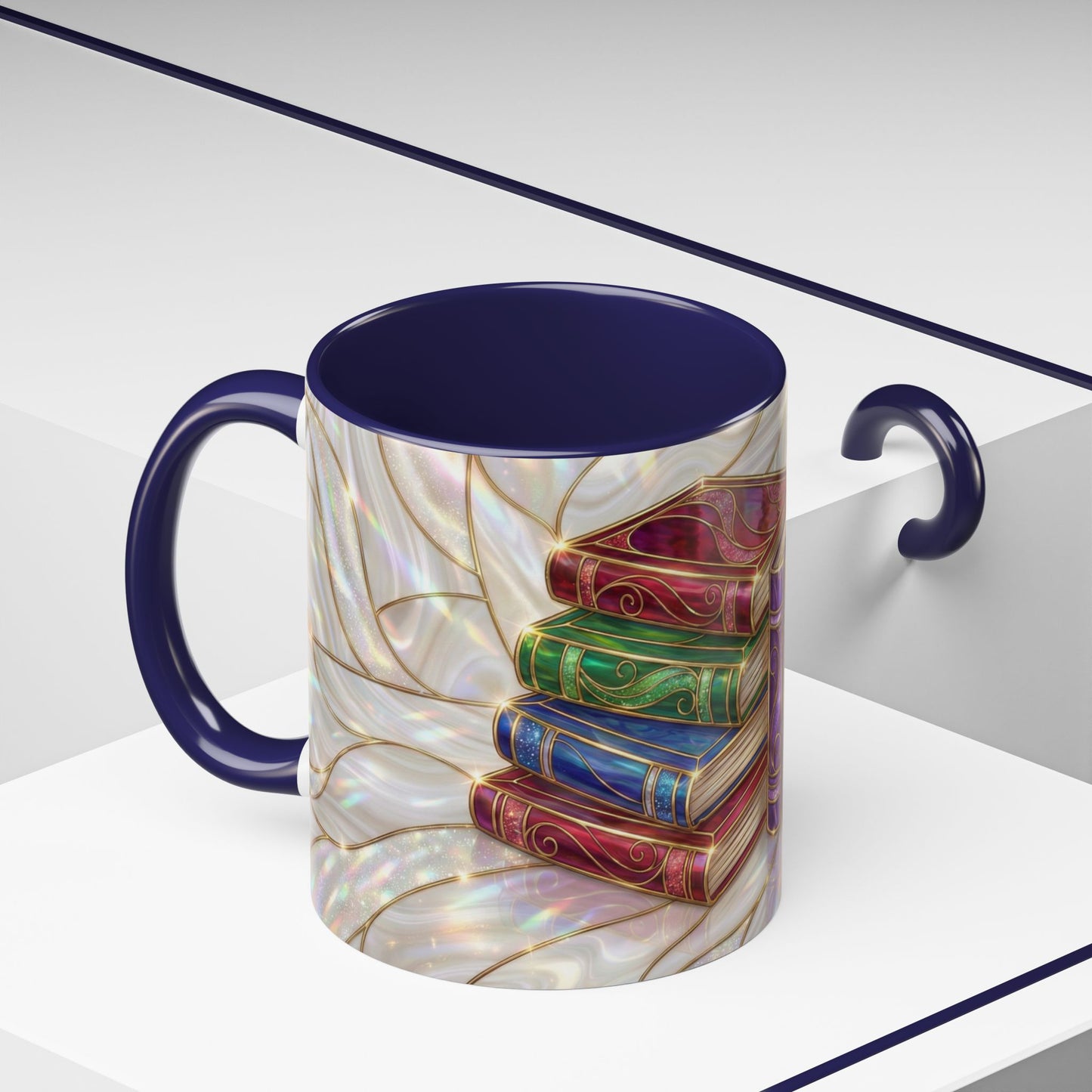 Book Lover Coffee Mug, Stained Glass Books Mug, Reading Gift For Bookworms, Library Aesthetic Mug, Booktok Mug, Ceramic Coffee Cup