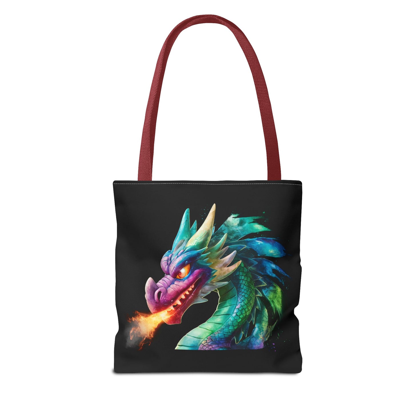 Double-Sided Fierce Dragon Canvas Tote - Colorful Fire-Breathing Fantasy, Eco Reusable Bag, Gift for Dragon Lover