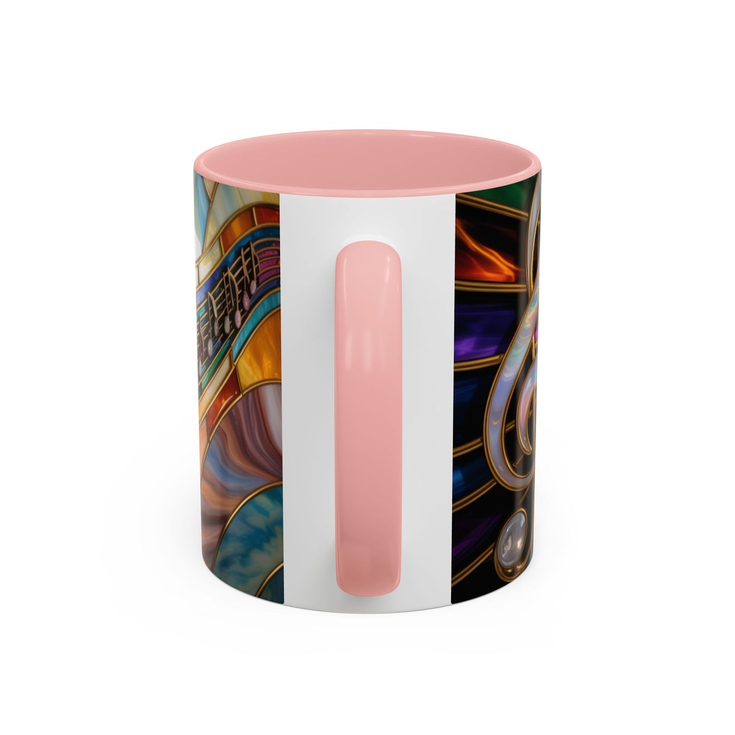 Stained glass music mug, musical notes coffee cup, colorful musician gift mug, music lover present, treble clef art mug, music teacher gift