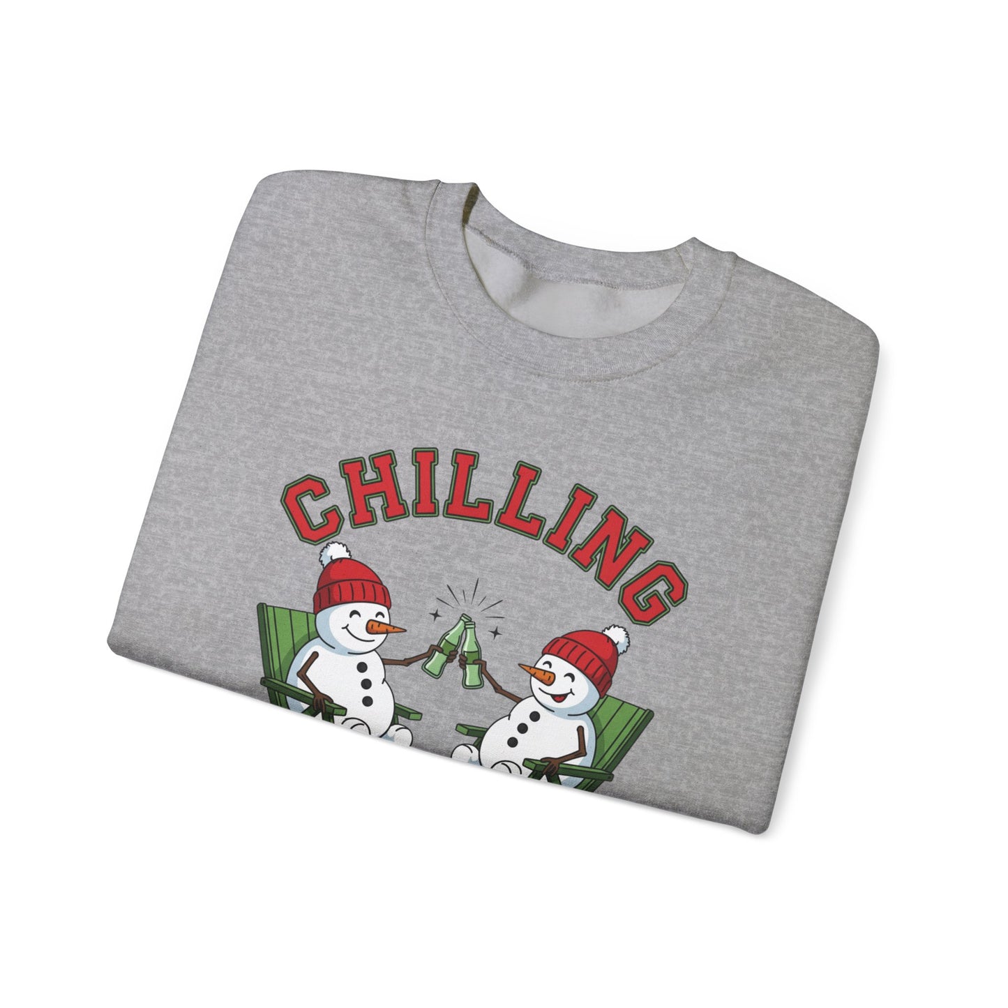 Chilling With My Snowmies Sweatshirt - Funny Christmas Snowman Sweater, Holiday Party Shirt, Cute Winter Gift, Matching Friends Xmas Top