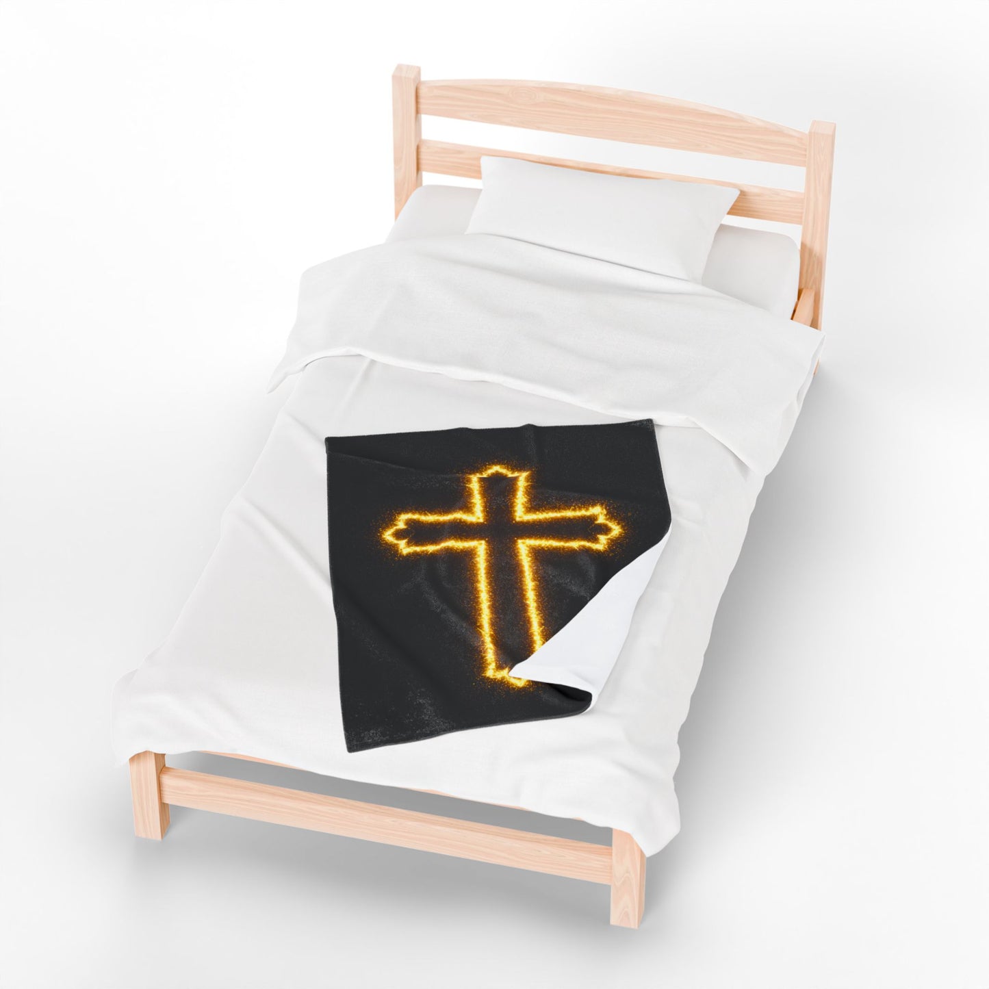 Inspirational Cross Velveteen Plush Blanket - Cozy Religious Throw for Faith and Comfort