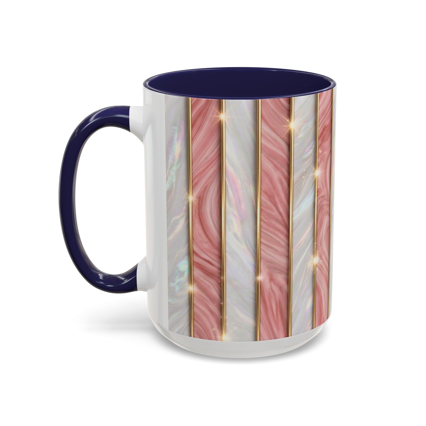 Pink Marble Coffee Mug, Gold Stripe Faux Agate Cup, Glam Desk Accessory, Elegant Tea Mug, Luxury Gift for Her, Chic Office Desk Decor