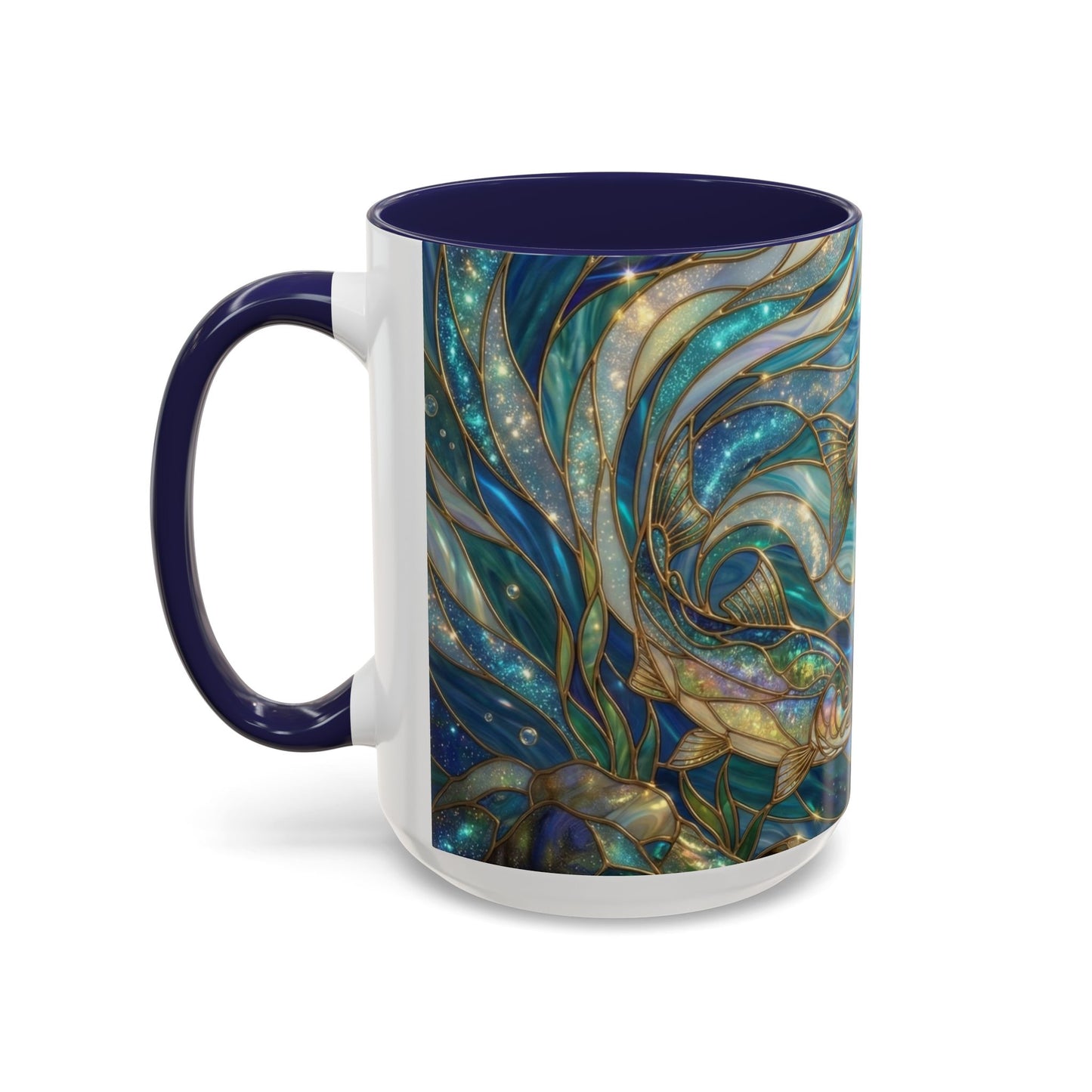 Stained Glass Fish Mug, Fishing Coffee Mug, Trout Art Mug, Fisherman Gift Cup, Wildlife Nature Mug, Angler Gift Mug