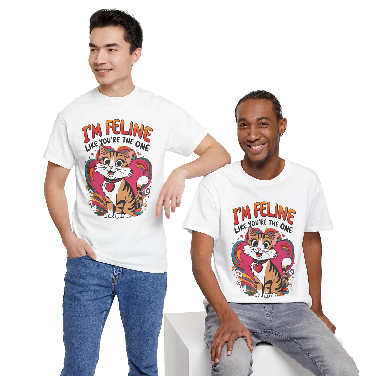 Valentines Cat Tee - Unisex Heavy Cotton