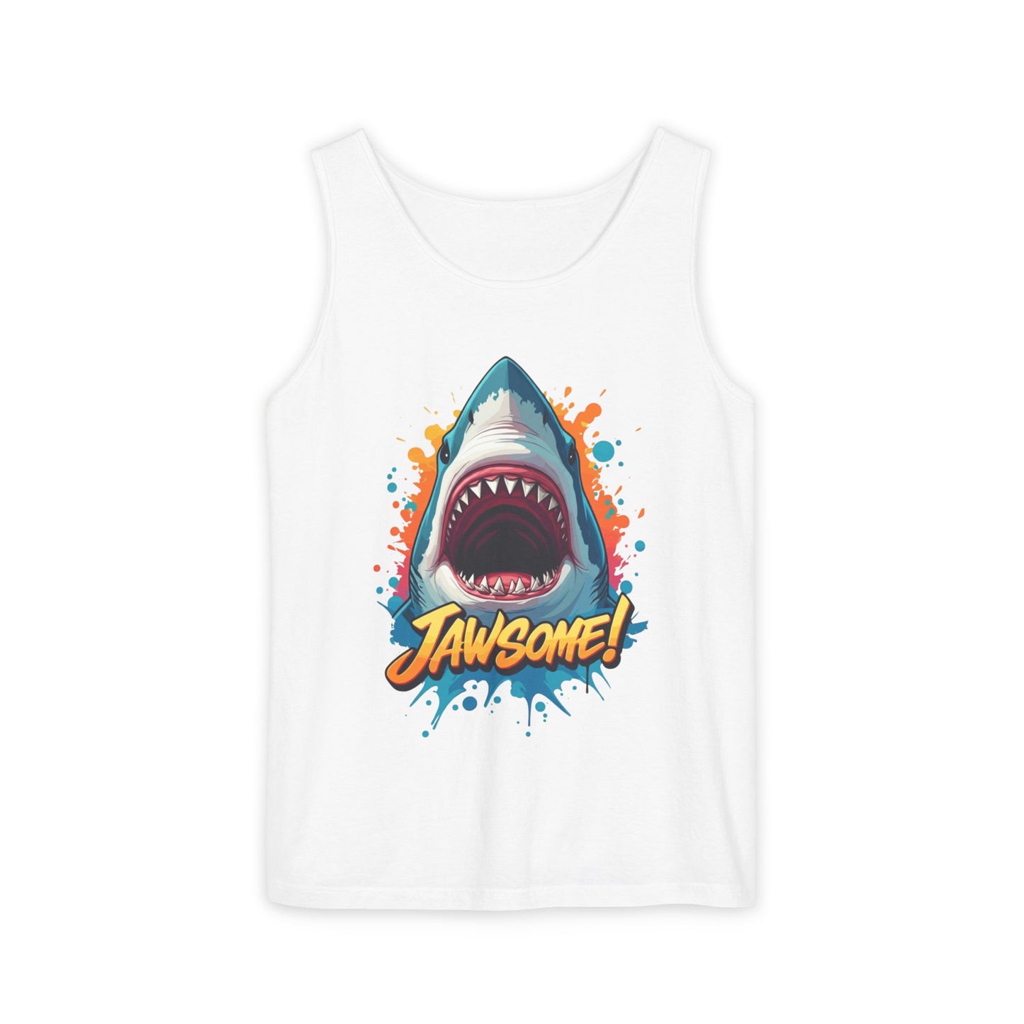Jawsome Shark Graphic Tank Top | Funny Retro 90s-Style Shark Tee for Men and Women | Bold Ocean Print, Humor Gift, Summer Trending