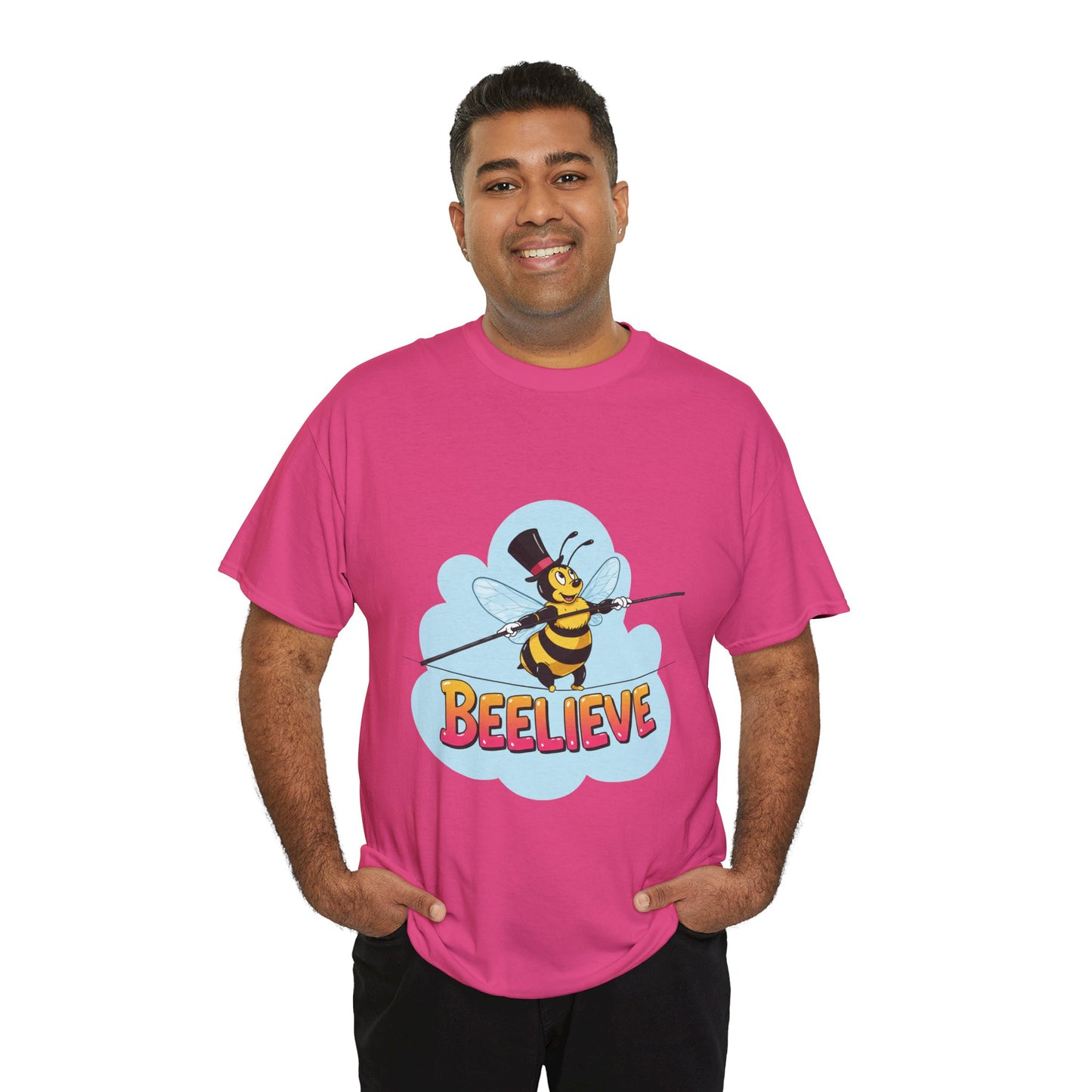 “Beelieve” Bee Pun T‑Shirt | Cute Bee Graphic Tee | Inspirational Pun Shirt | Funny Nature Lover Gift | Bee Belief Positive Vibes Tee
