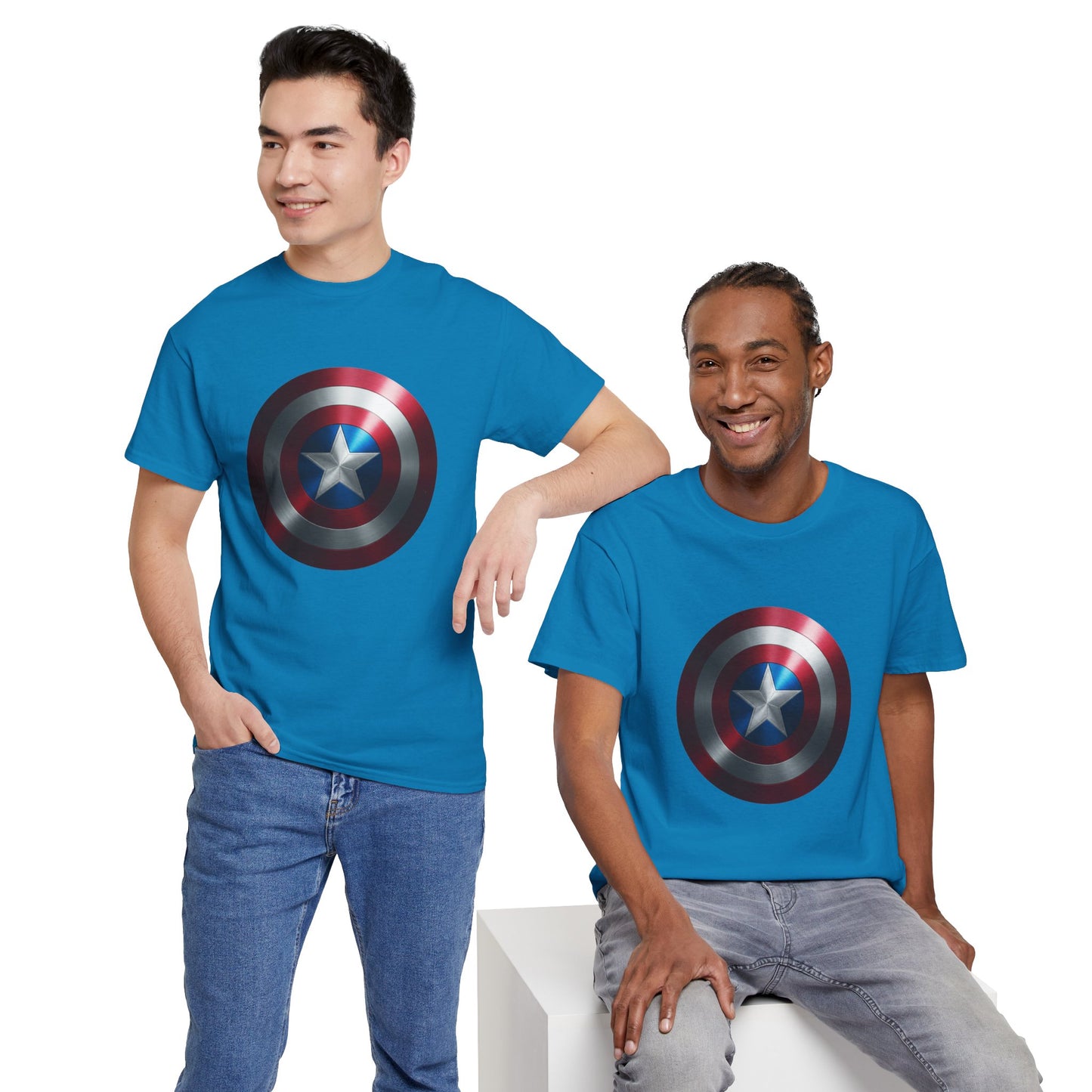 Patriotic Hero Shield Shirt – Star Emblem Graphic Tee – Super Soldier Gift – Comic Inspired Unisex Shirt – Cosplay Convention Top
