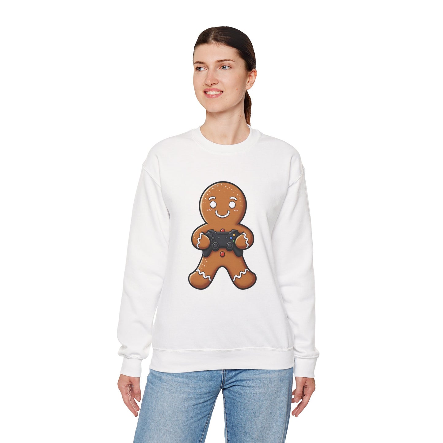 Gamer Gingerbread Sweatshirt | Funny Christmas Sweater | Cute Holiday Crewneck for Gamers | Cozy Unisex Winter Gift