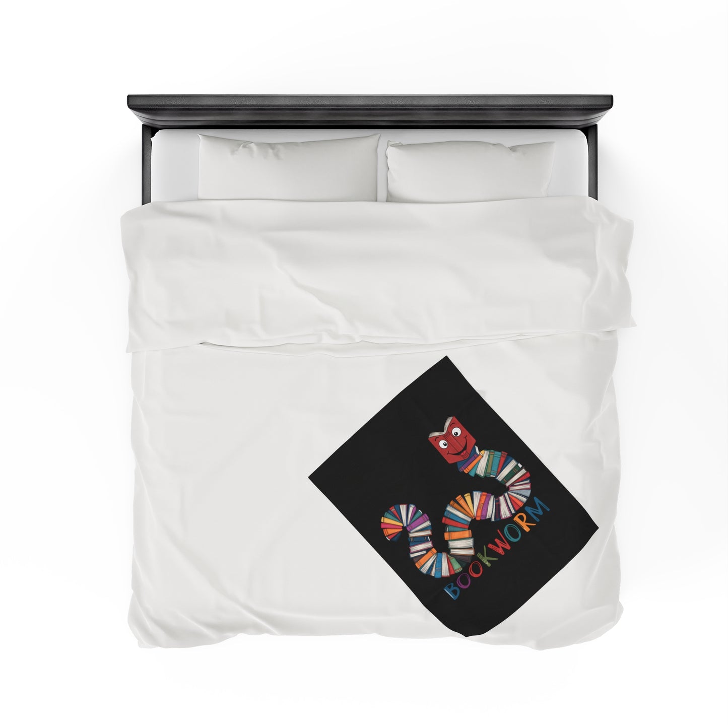 Velveteen Plush Blanket - Bookworm Design