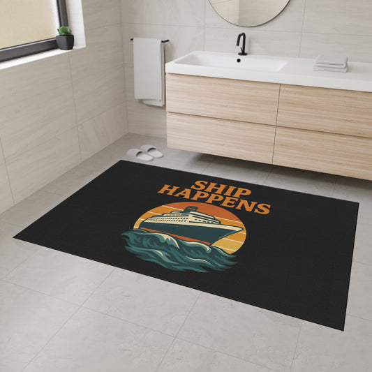 Floor Mat - Cruise Ship 'Ship Happens' Design Nautical Decor Gift for Traveler Ocean Mat Sea Decoration