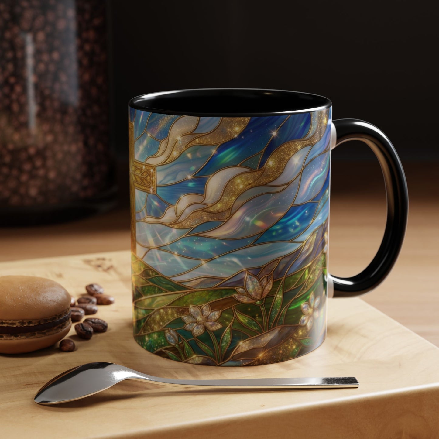 Stained Glass Cross Mug, Christian Coffee Mug, Faith Inspired Art Cup, Religious Gift For Women Men, Inspirational Christian Mug