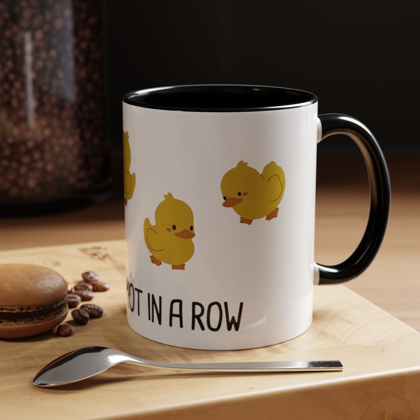 Funny Duck Mug, Cute Chick Coffee Cup, “Definitely Not In A Row” Mug, Cute Animal Lover Gift, Humor Tea Cup, Yellow Duck Kitchenware