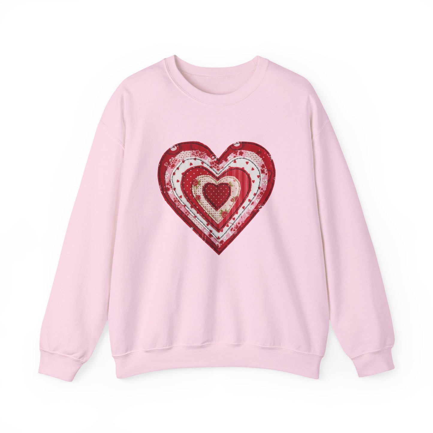 Faux Patchwork Heart Sweatshirt, Valentine Heart Shirt, Cute Valentine Gift, Retro Patchwork Crewneck, Cozy Love Sweater, Boho Heart Top