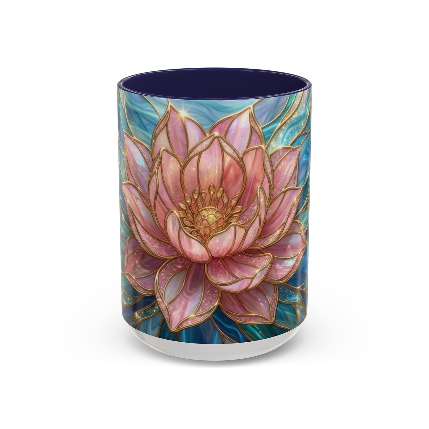 Pink Lotus Flower Mug, Stained Glass Style Coffee Cup, Spiritual Zen Gift For Women, Yoga Lover Tea Mug, Meditation Boho Floral Drinkware