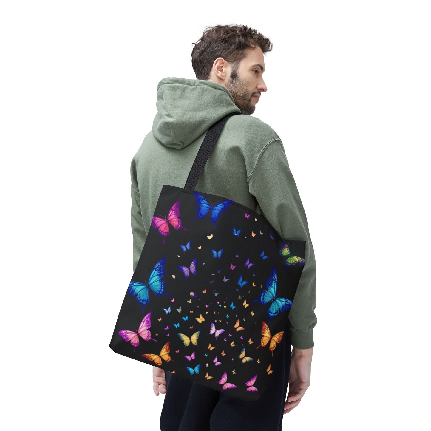 Butterfly Swarm Tote Bag – Colorful Rainbow Butterfly Tote, Aesthetic Canvas Bag, Nature-Inspired Gift, Magical Reusable Eco Purse
