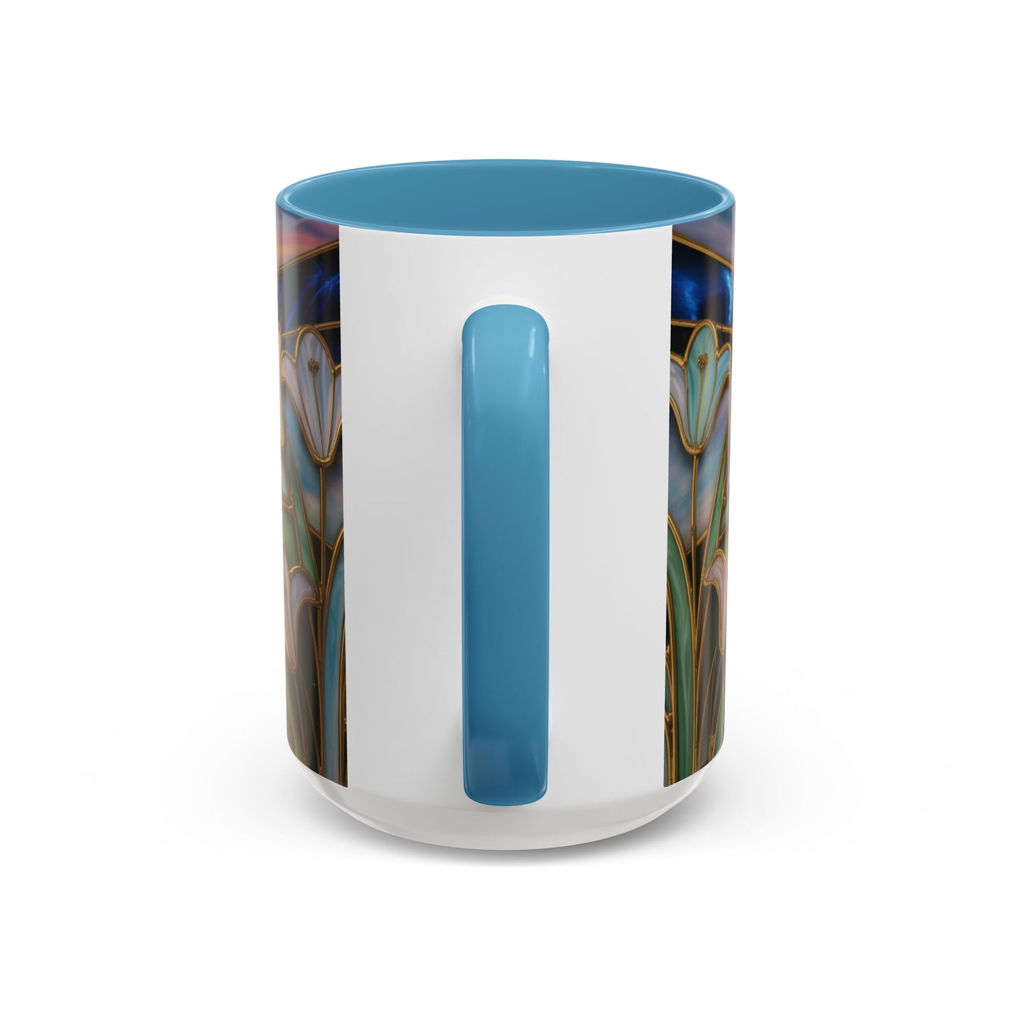 Stained Glass Cross Mug, Christian Coffee Cup, Faith Gift Mug, Religious Art Mug, Floral Church Mug, Inspirational Faith Cup, Easter Gift