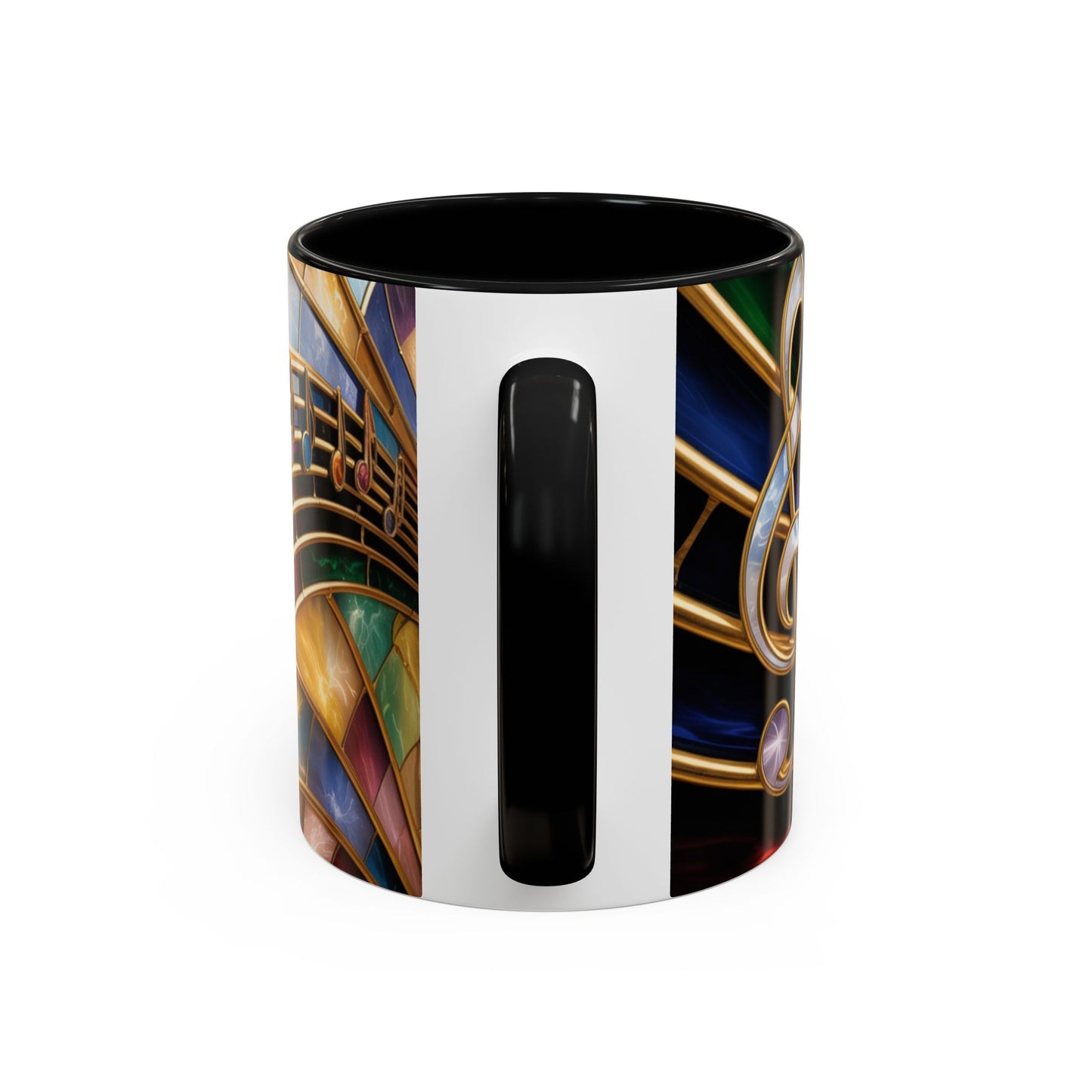 Stained Glass Music Mug, Musical Notes Coffee Cup, Colorful Treble Clef Mug, Musician Gift Idea, Music Lover Cup, Art Mug for Singers