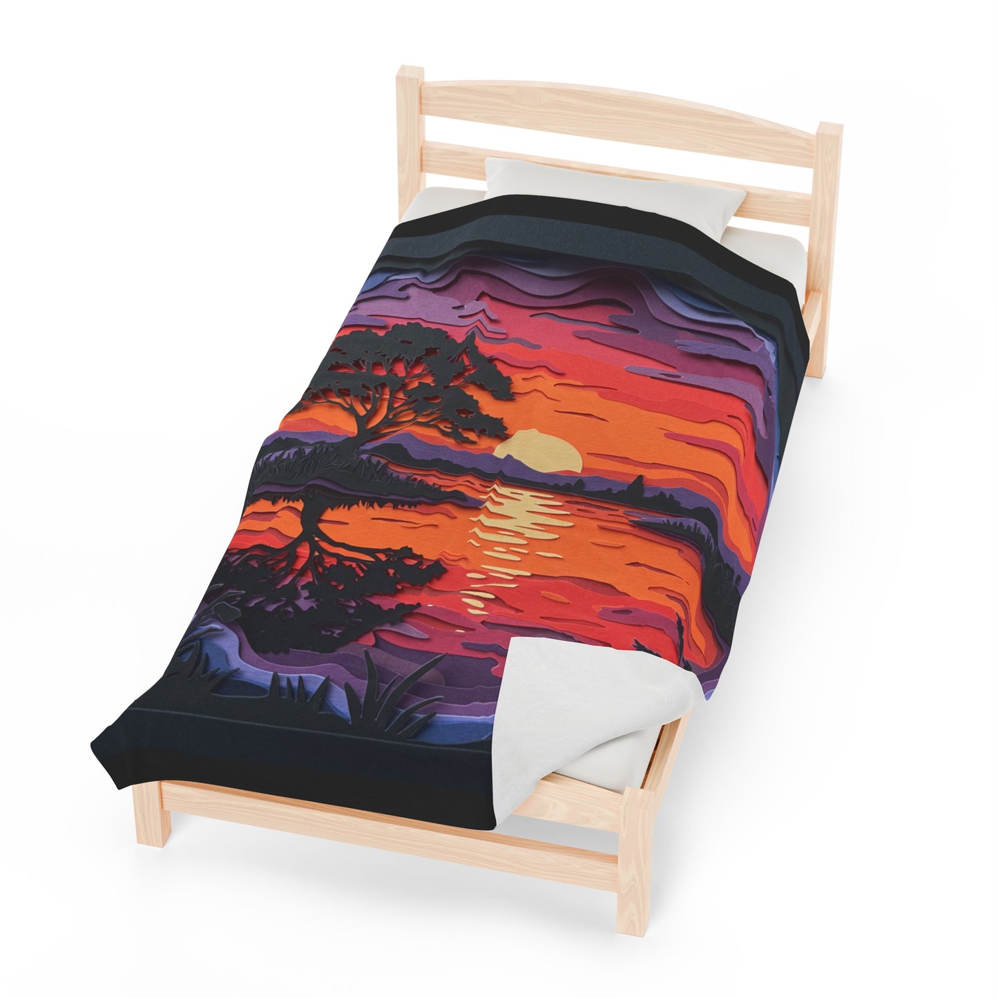 Plush Blanket - Sunset Paper Art Design