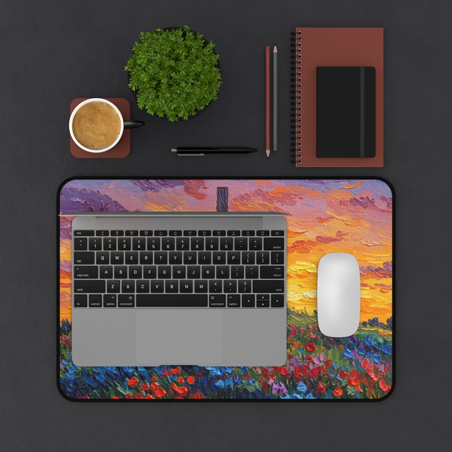 Desk Mat Van Gogh Style Cross Mouse Pad Christian Mouse Pad Cross Desk Mat Spiritual Decor