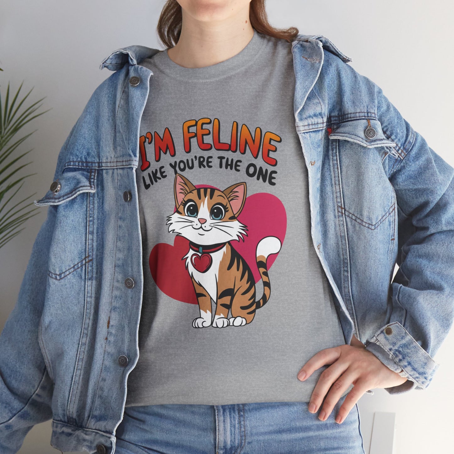I’m Feline Like You’re The One Shirt, Cute Cat Valentine Tee, Funny Cat Love Graphic TShirt, Romantic Gift For Her Him, Cat Pun Shirt