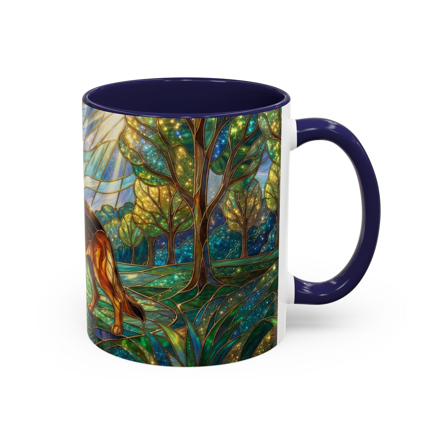 Stained Glass German Shepherd Mug, Dog Lover Coffee Mug, German Shepherd Art Cup, Pet Memorial Gift, Colorful Dog Mug, Nature Art Mug