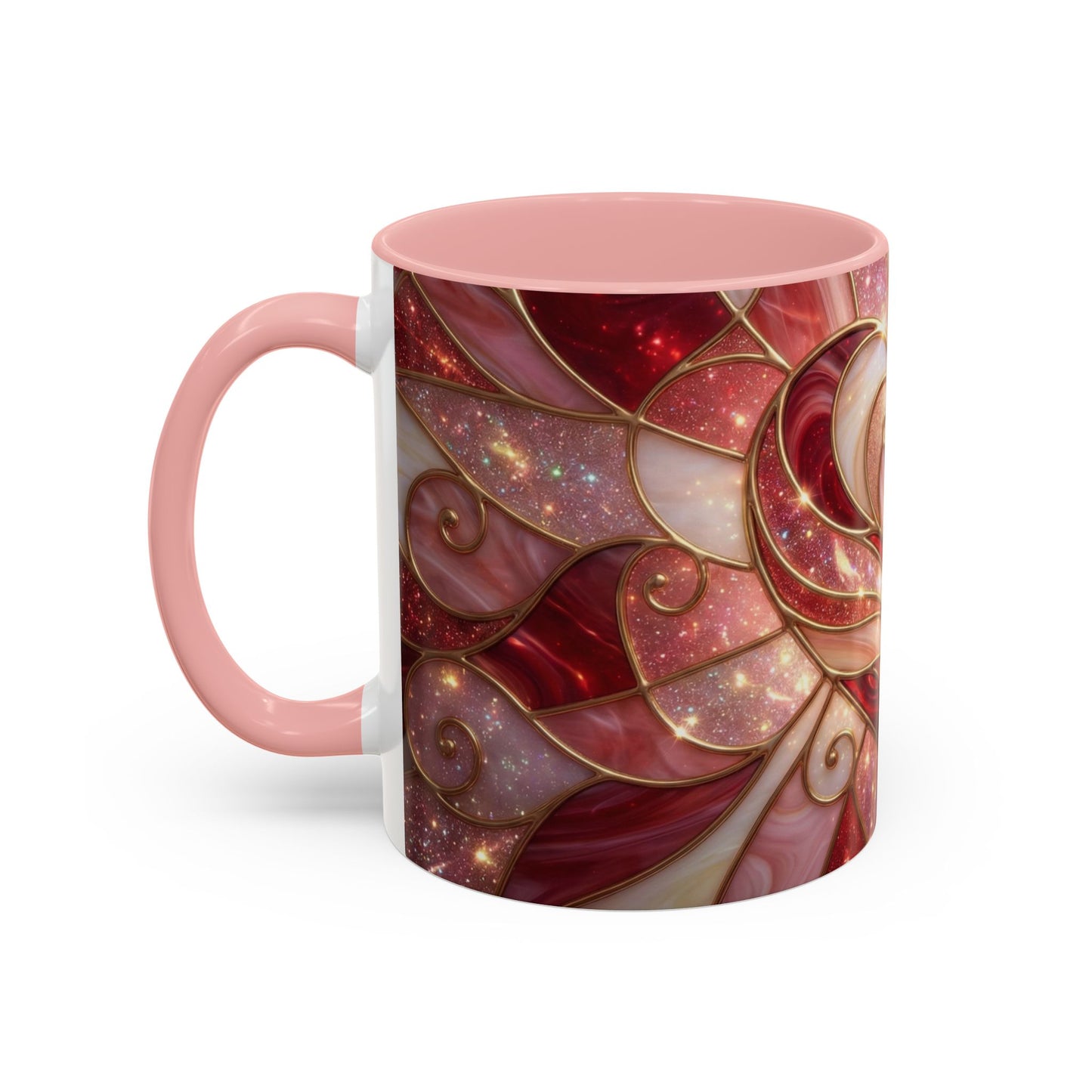 Stained Glass Heart Mug, Valentine Coffee Mug, Romantic Love Cup, Pink Red Ceramic Mug, Gift For Her, Anniversary Gift
