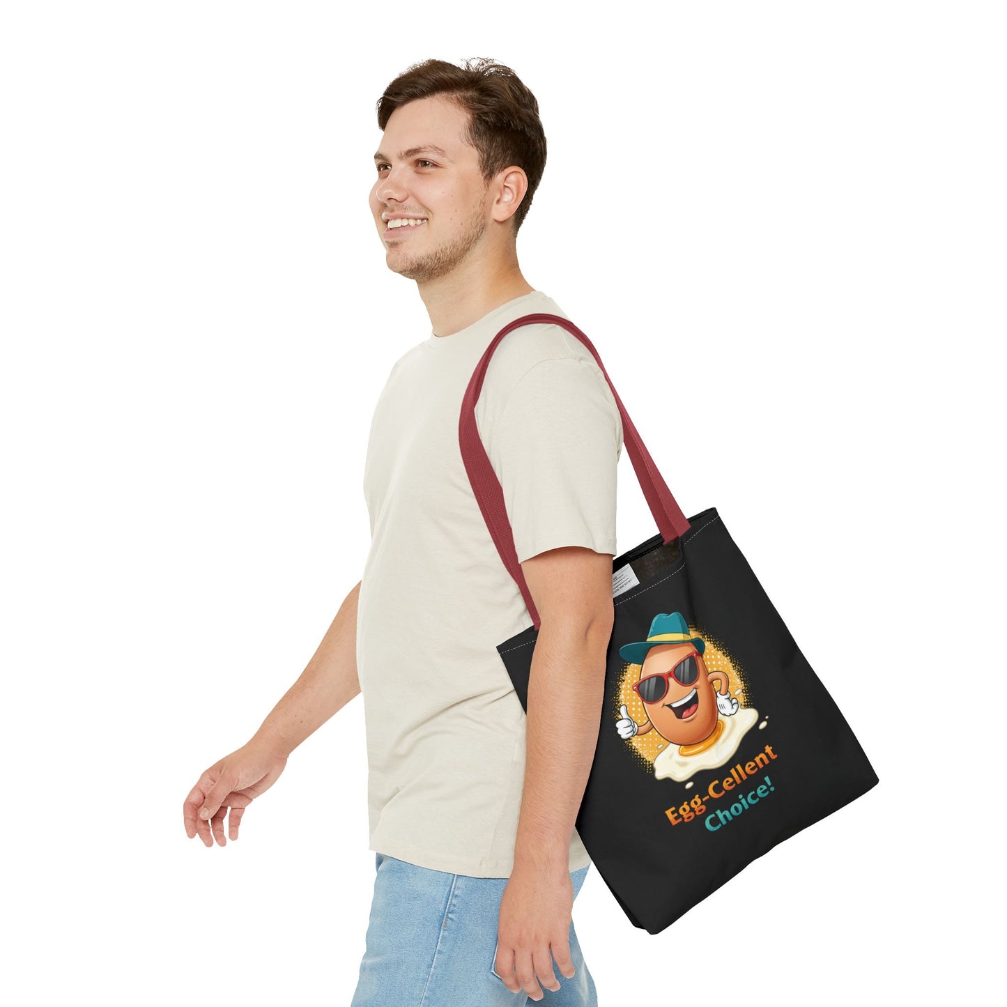 Tote Bag: Egg-Cellent Choice Thumbs Up Pun Design