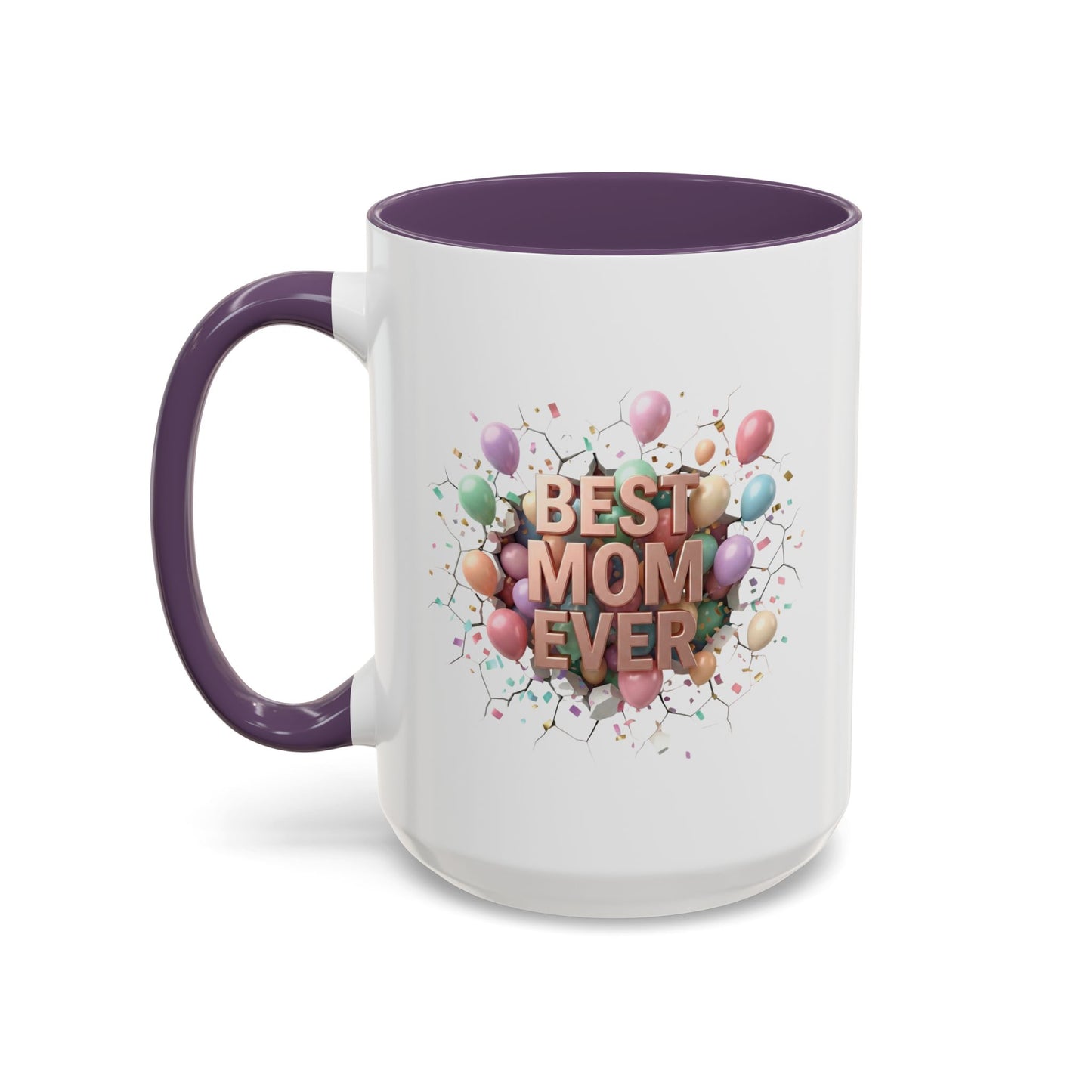 Personalized Mom Mug, Best Mom Ever Gift, Custom Name Coffee Cup, 3D Balloon Design, Mothers Day Gift, New Mom Gift 2025, Custom Mug