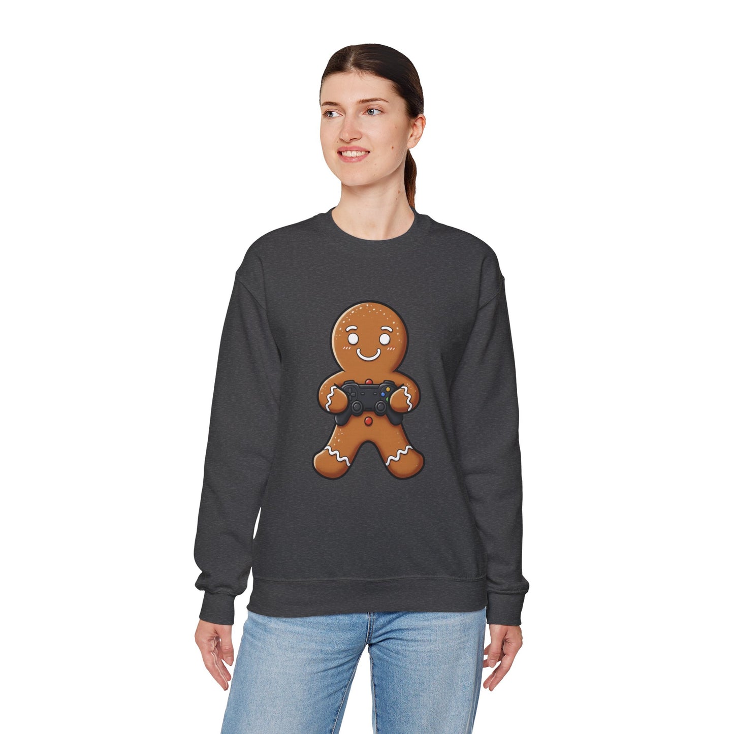 Gamer Gingerbread Sweatshirt | Funny Christmas Sweater | Cute Holiday Crewneck for Gamers | Cozy Unisex Winter Gift