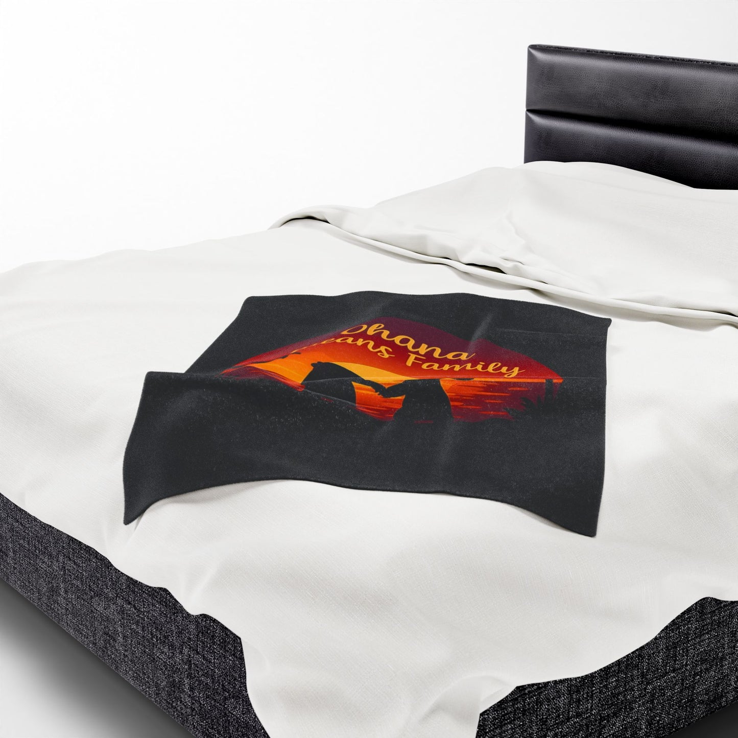 Ohana Means Family Blanket – Hawaiian Sunset Throw, Tropical Bedding, Stitch-Inspired Gift