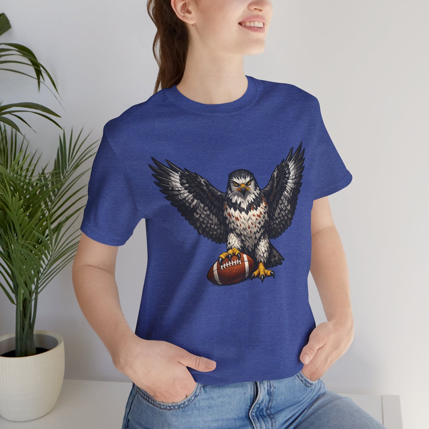 Hawk Football Shirt, Hawk Holding Football T Shirt, Hawk Mascot Tee, Football Bird Of Prey Shirt, Game Day Sports Tee, Hawk Fan Gift