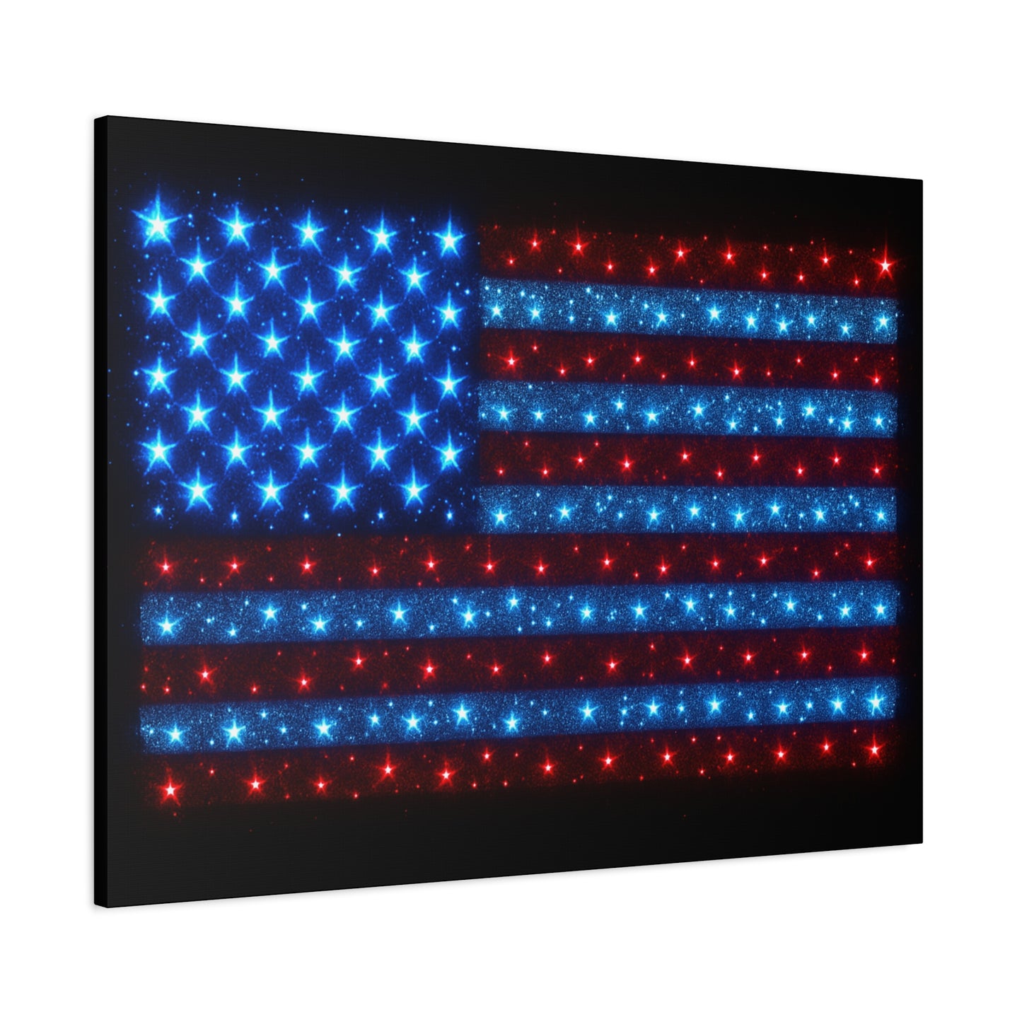 Bioluminescent-Style Starry American Flag Canvas - Patriotic Wall Art - Modern 4th of July Decor - Starry Particles USA Home Decor