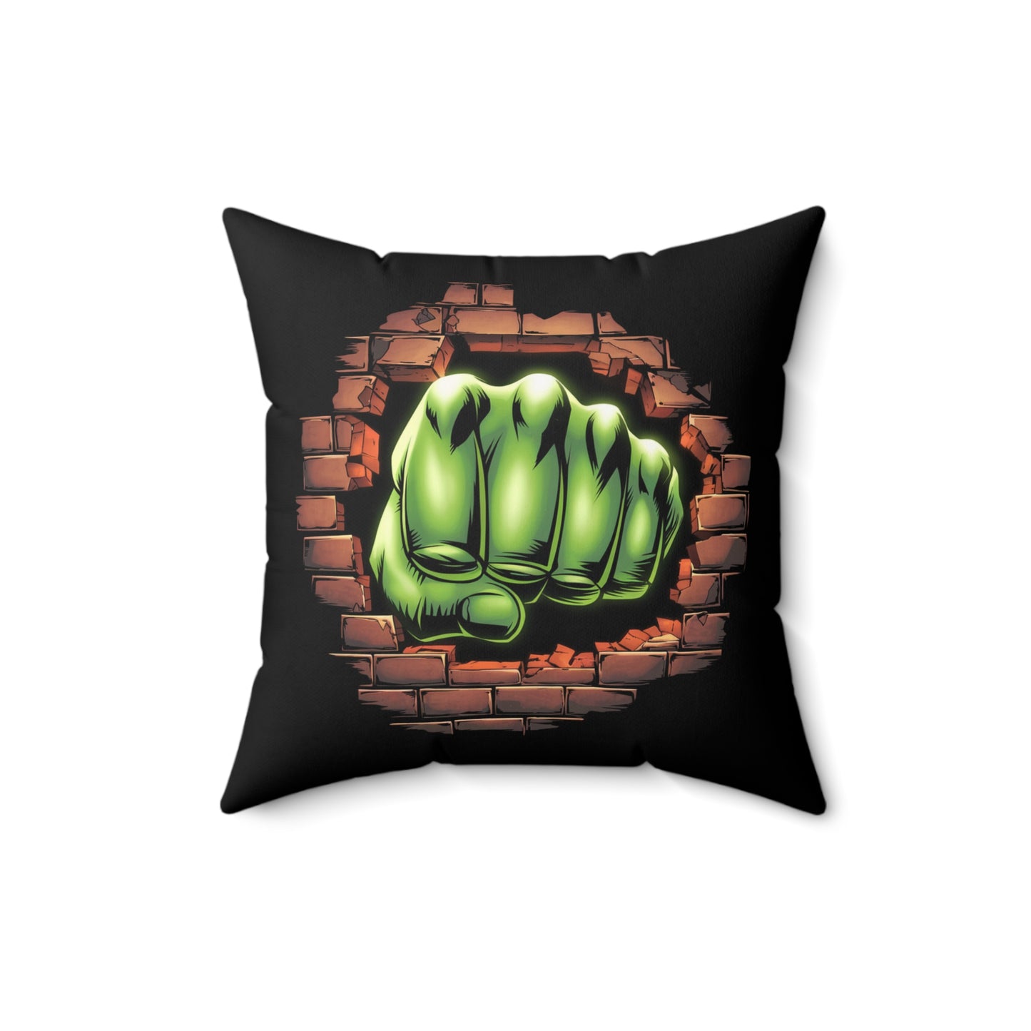 Square Pillow Green Fist Smash Design Comic Book Pillow Geeky Decor Comic Throw Home Decor