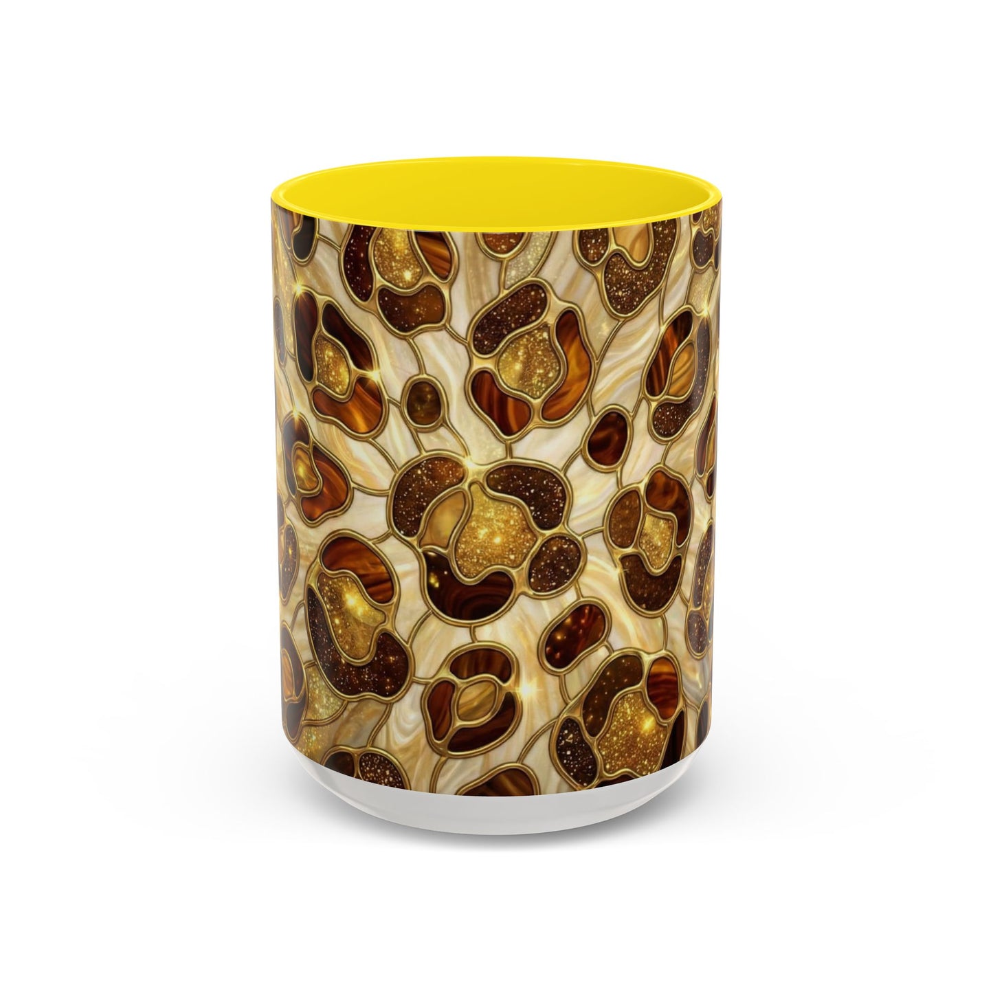 Stained Glass Leopard Print Mug, Gold Cheetah Coffee Cup, Luxury Animal Print Gift, Glam Mosaic Tea Mug, Trendy Desk Decor For Her Gifts