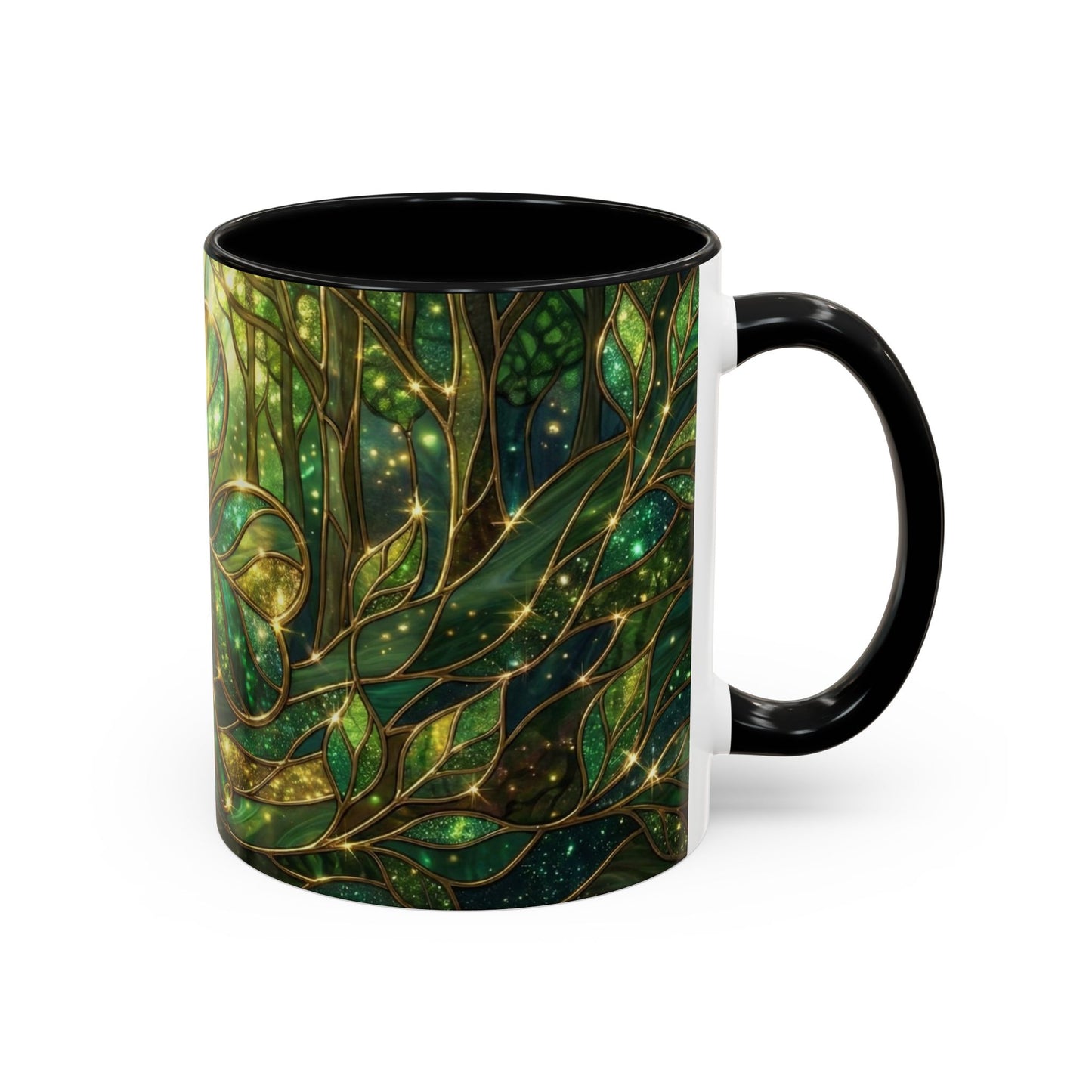 Stained Glass Shamrock Mug, Celtic Irish Coffee Cup, Green Stained Glass Mug, Shamrock Art Mug, St Patrick’s Day Gift