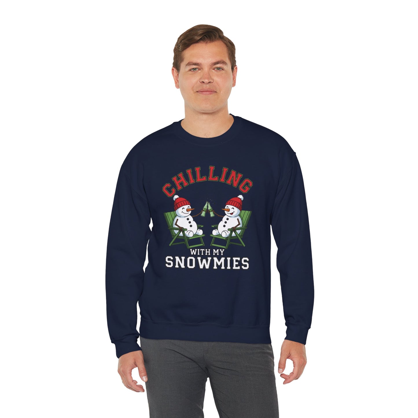 Chilling With My Snowmies Sweatshirt - Funny Christmas Snowman Sweater, Holiday Party Shirt, Cute Winter Gift, Matching Friends Xmas Top