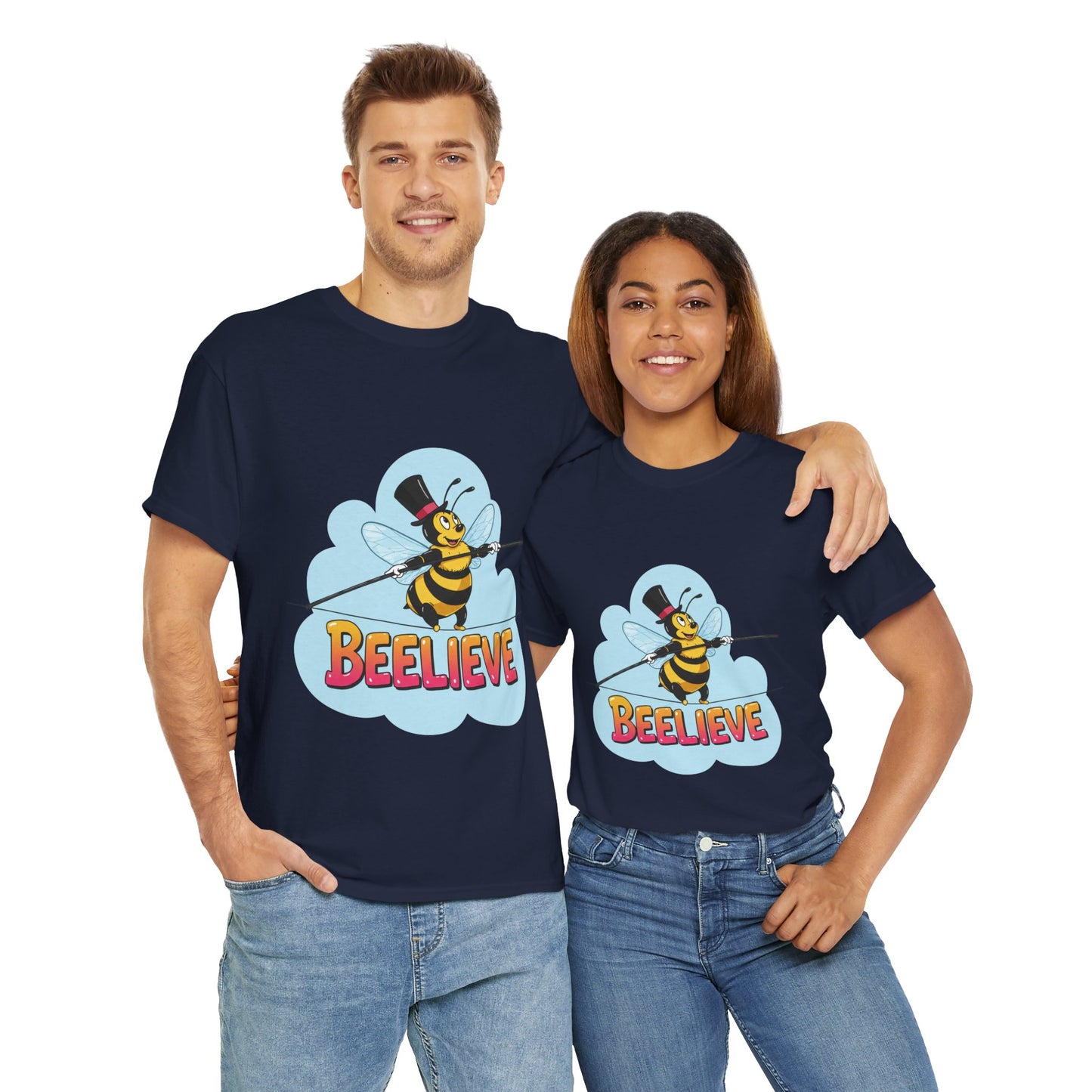 “Beelieve” Bee Pun T‑Shirt | Cute Bee Graphic Tee | Inspirational Pun Shirt | Funny Nature Lover Gift | Bee Belief Positive Vibes Tee