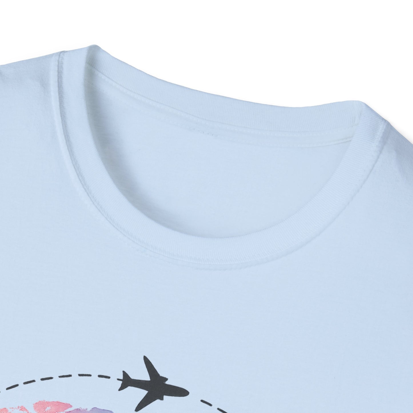 Adventure Awaits Travel Shirt | Watercolor World Map Tee for Women and Men | Wanderlust Gift for Travelers, Hikers, Campers, Beach Lovers