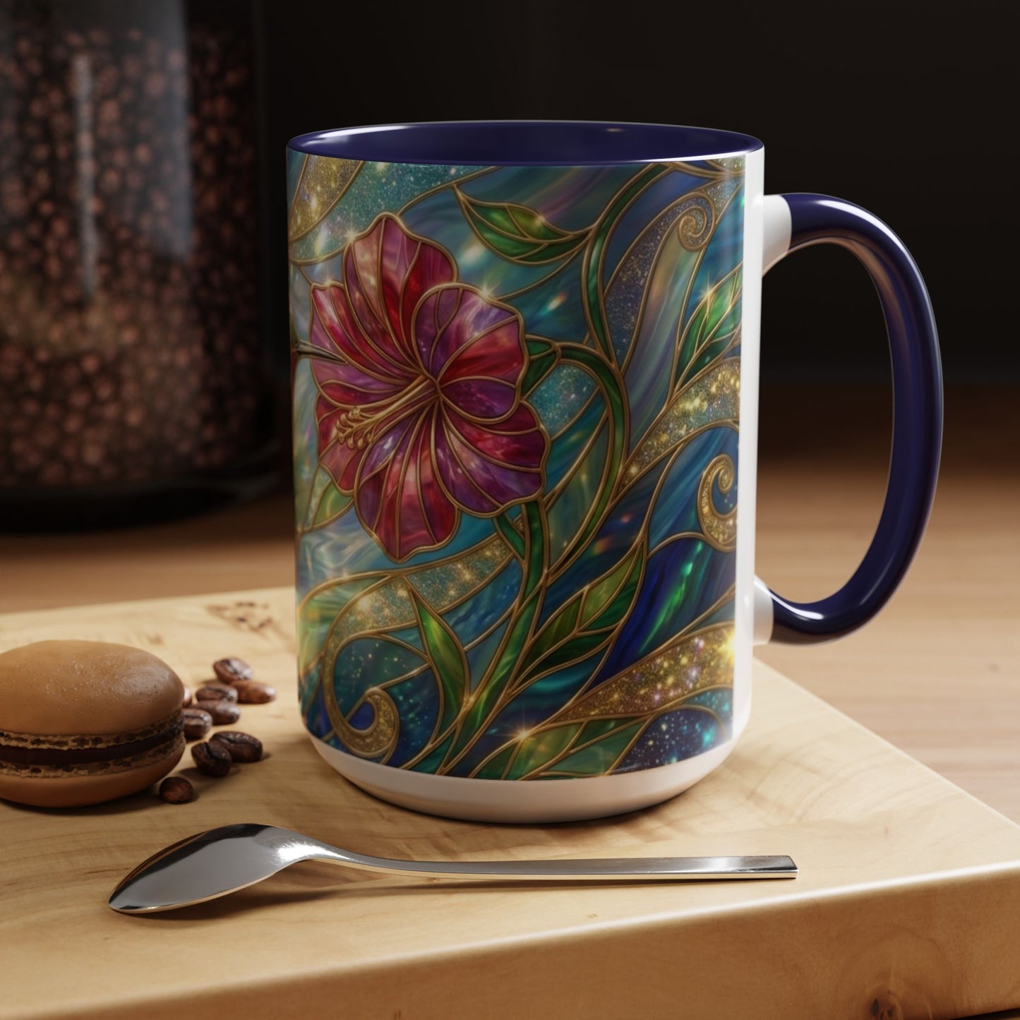Stained Glass Hummingbird Mug, Colorful Floral Coffee Cup, Bird And Flower Art Mug, Nature Lover Gift, Artistic Garden Mug, Unique Gift
