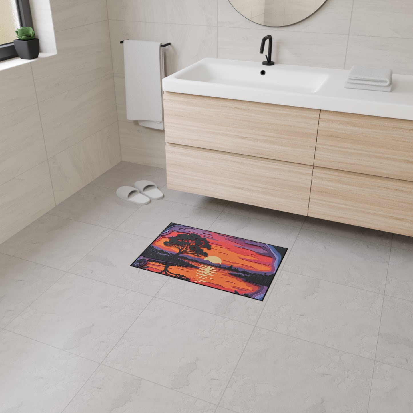 Floor Mat - Paper Art Sunset design